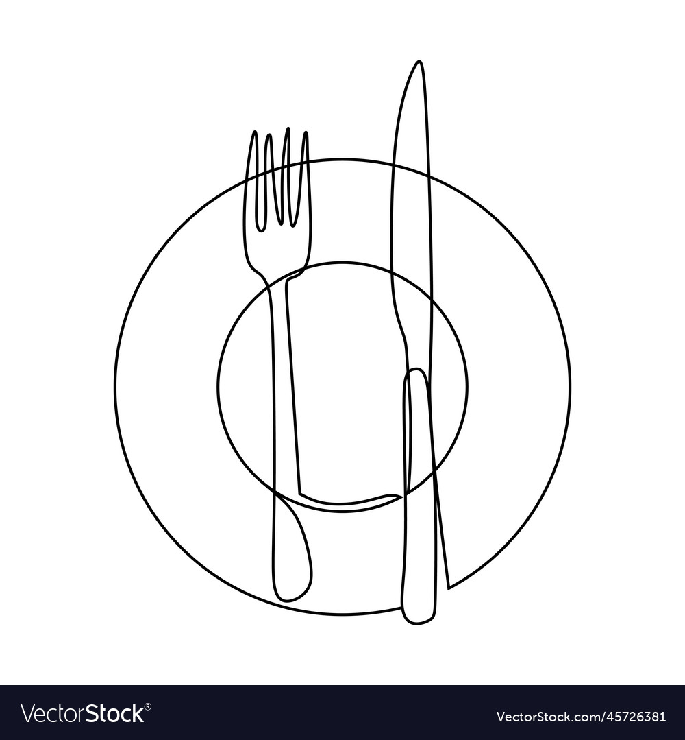 One continuous line plate knife and fork