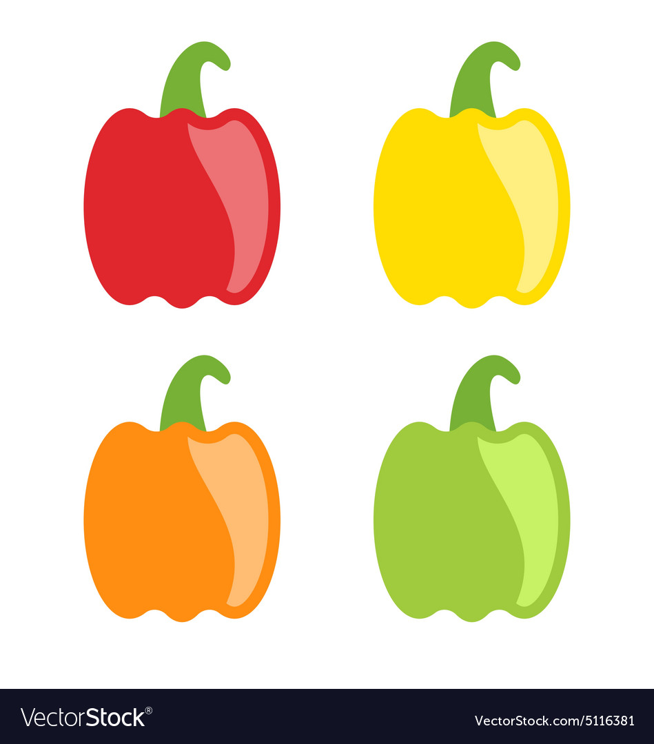 Set colorful bell peppers isolated