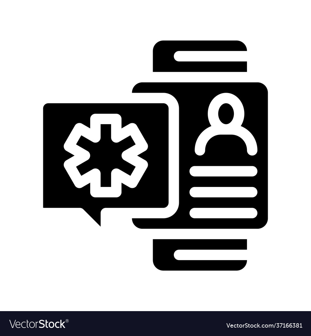Smart watch health diagnostic icon glyph vector image Smart watch health diagnostic icon glyph