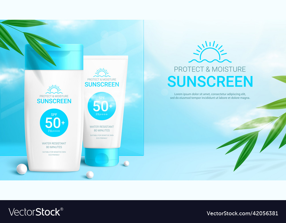 Template of sunscreen ad banner Royalty Free Vector Image