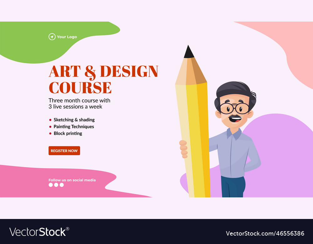 Art and design course landscape banner royalty free vector