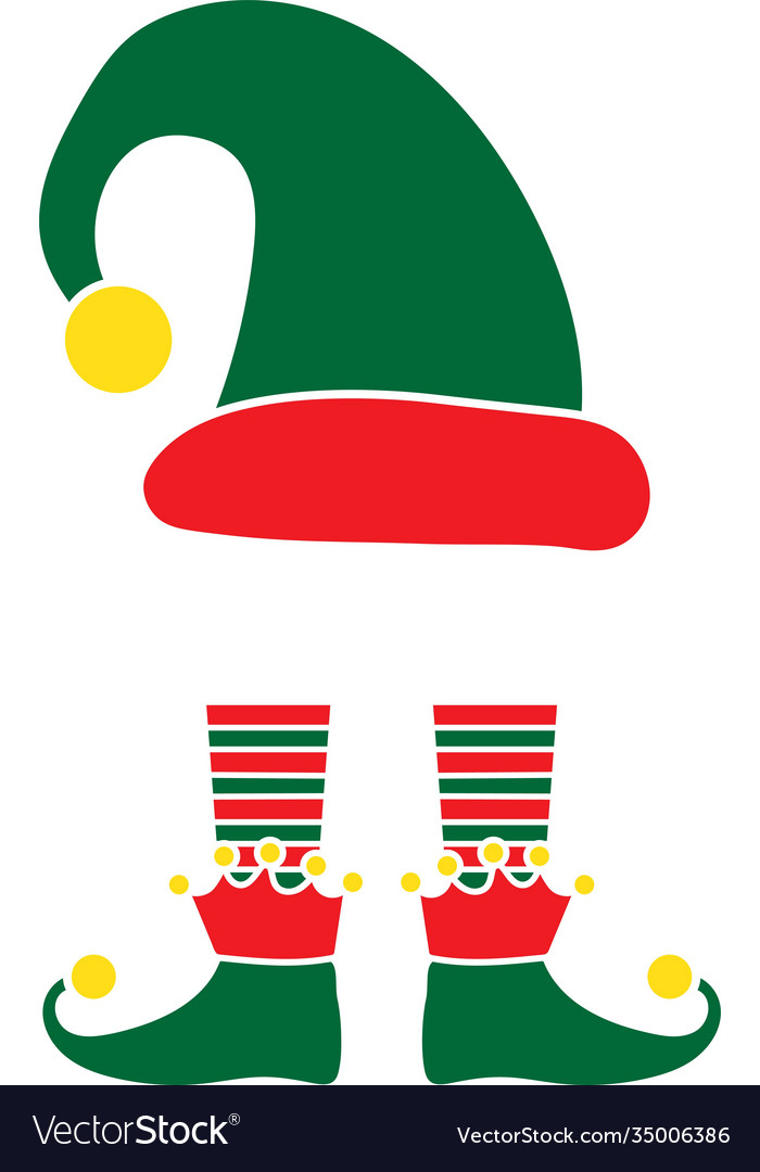 Christmas elf green hat elf isolated Royalty Free Vector