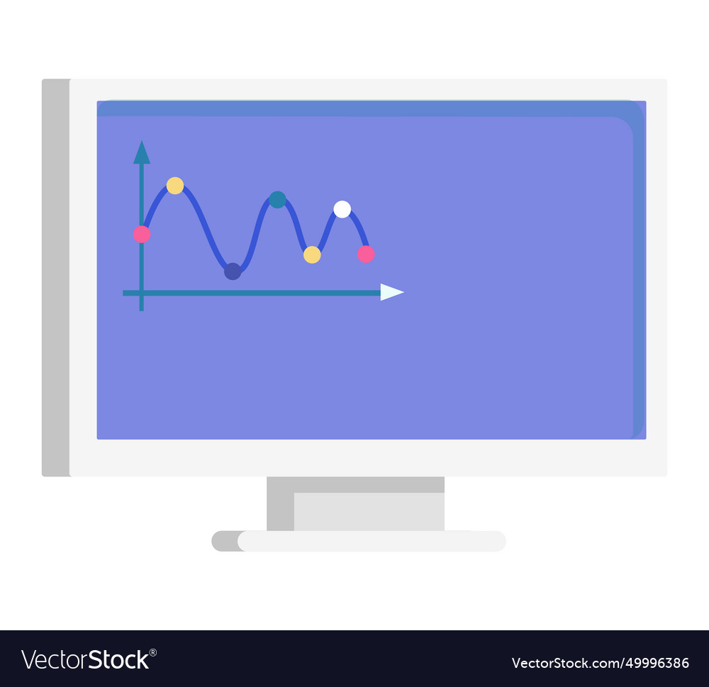 Computer monitor displaying a colorful line graph vector image Computer monitor displaying a colorful line graph