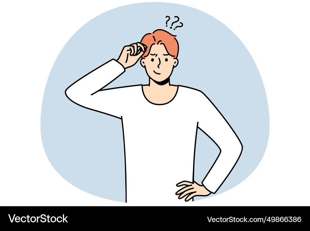 Confused man think look for solution Royalty Free Vector