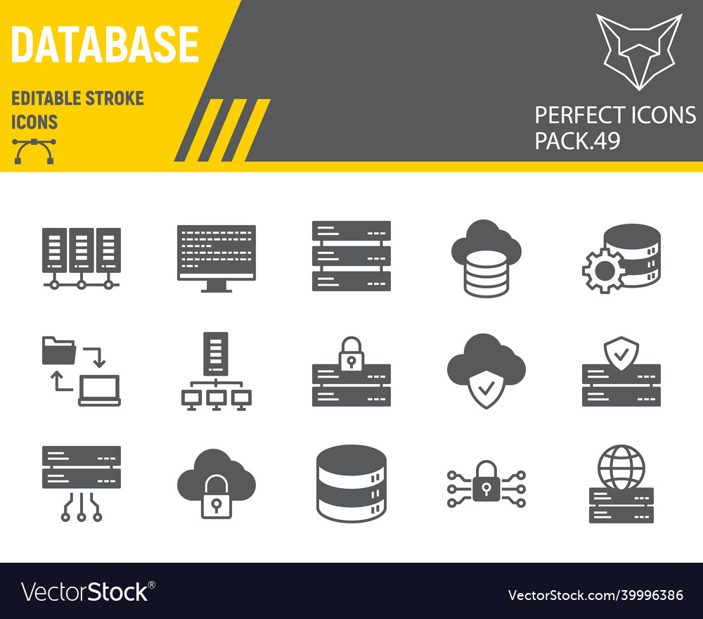 Database glyph icon set