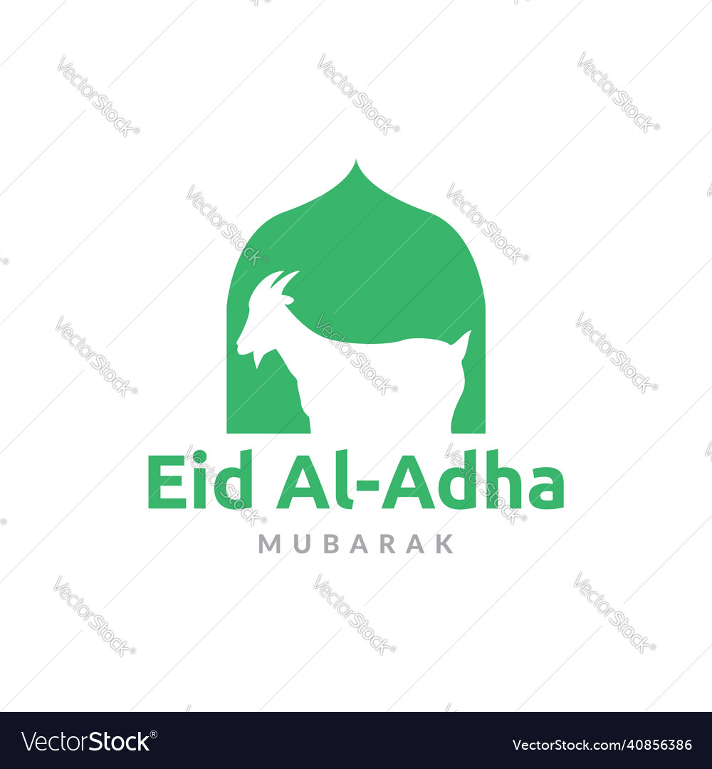 Green dome mosque with goat logo design graphic Vector Image