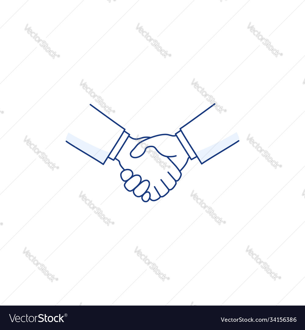 Handshake gesture linear icon. Thin line illustration. Shaking