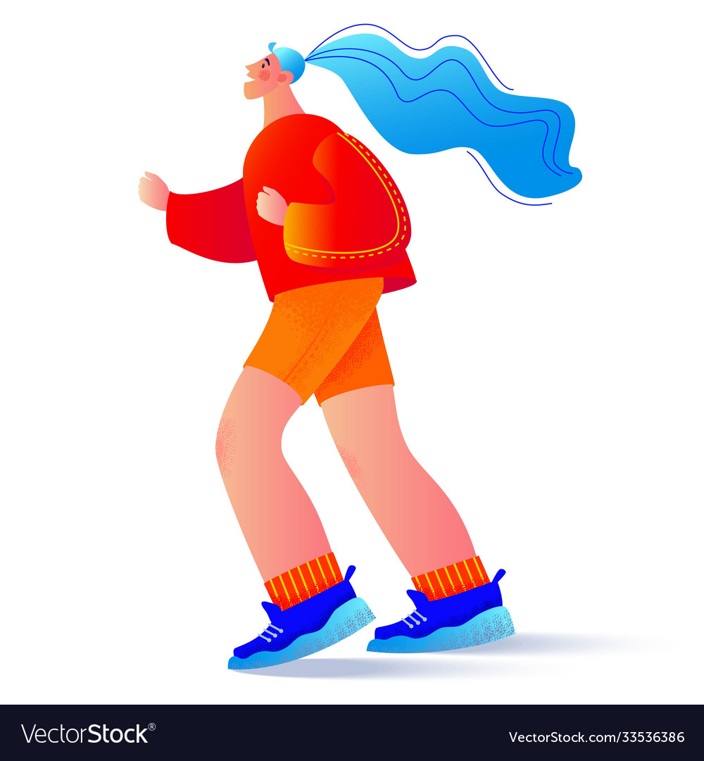 Jogging young happy woman modern trendy