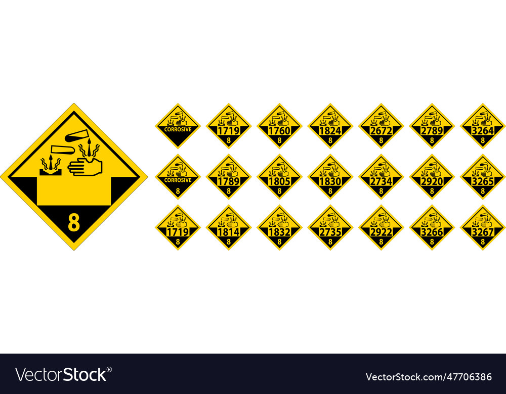 Label corrosive sign on white background