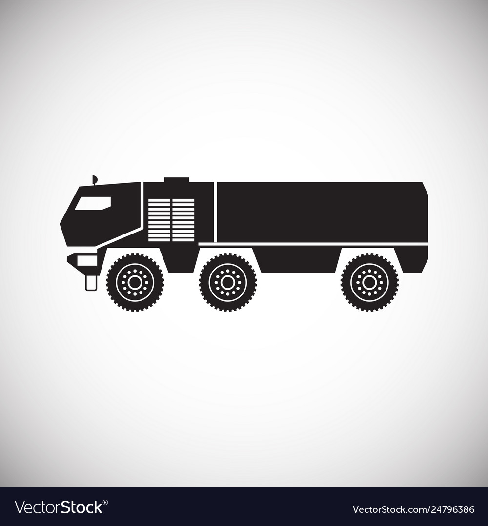 Military vehicle icon on background for graphic