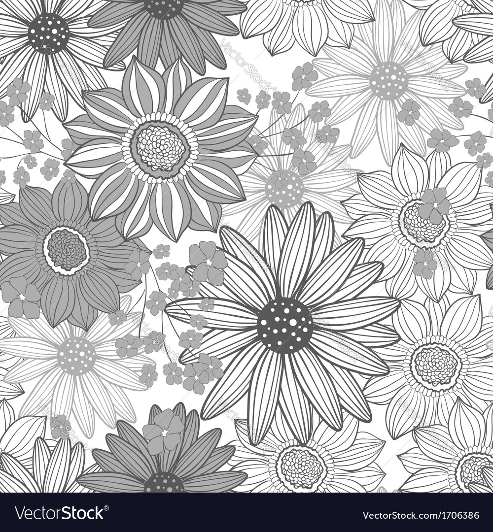 Monochrome floral pattern Royalty Free Vector Image