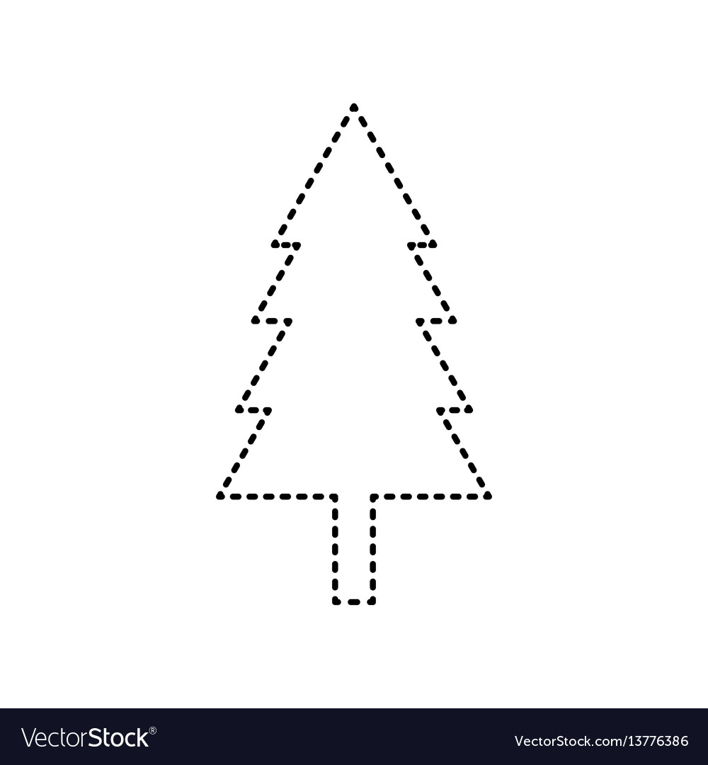 New year tree sign black dashed icon