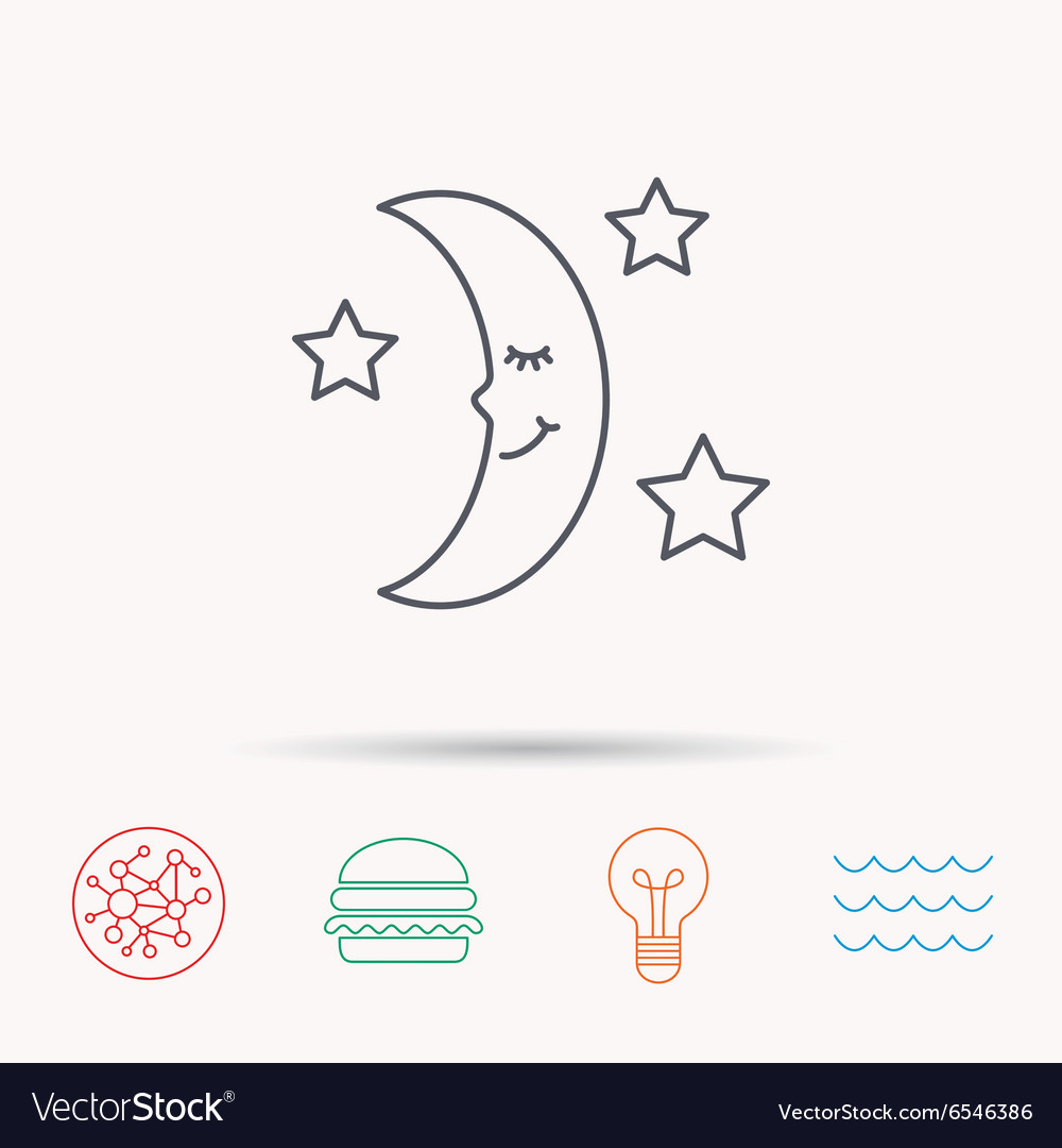 Night or sleep icon moon and stars sign