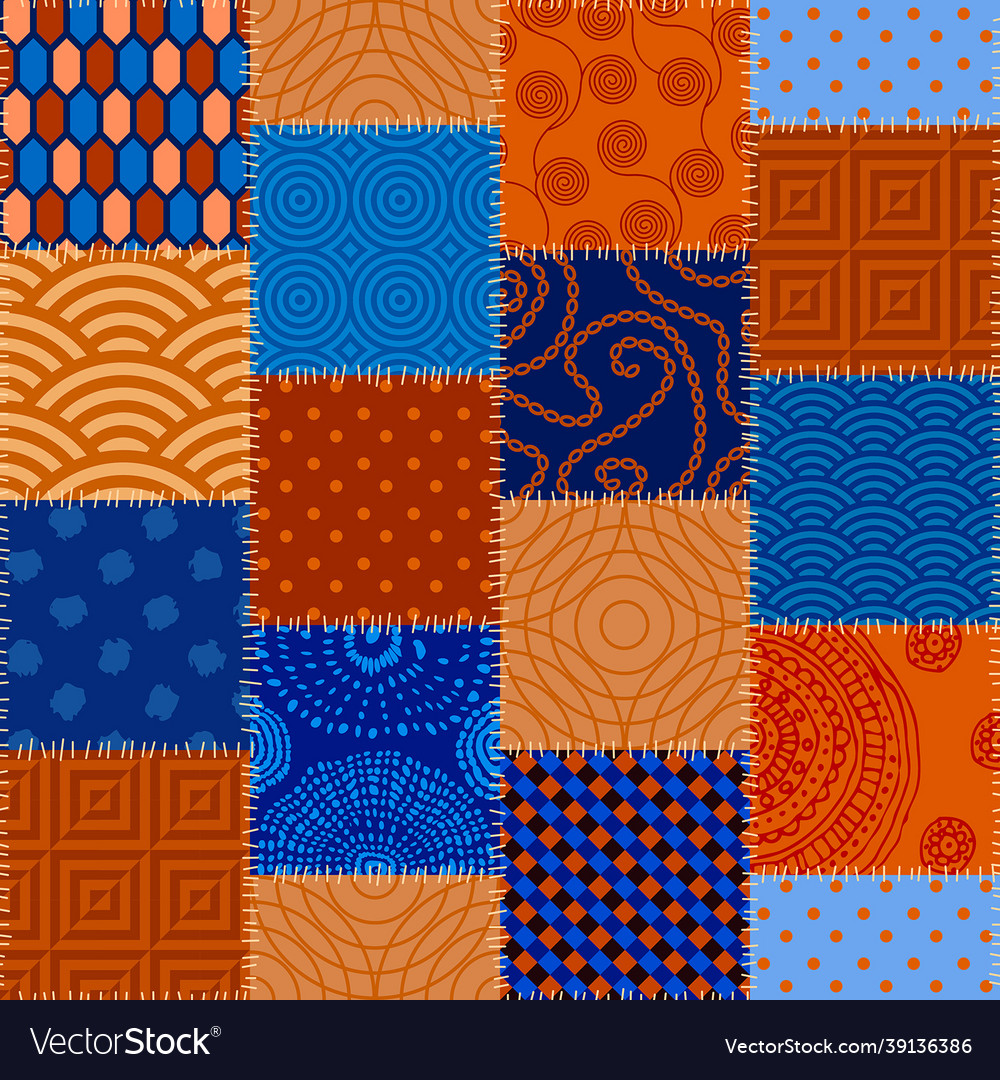 Patchwork textile pattern seamless quilting