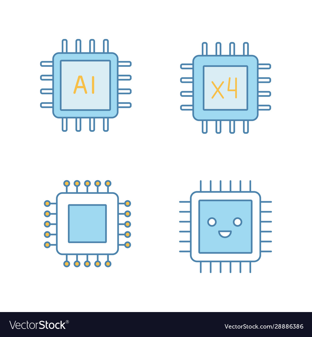 Processors color icons set vector image Processors color icons set