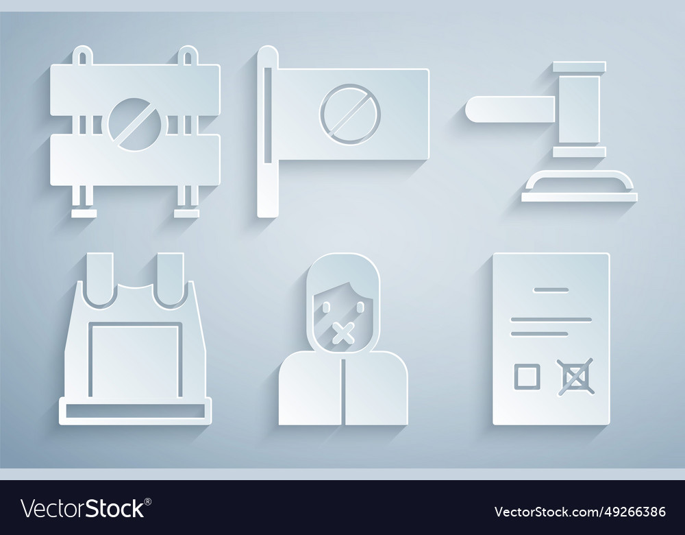 Set censor and freedom of speech judge gavel vector image Set censor and freedom of speech judge gavel