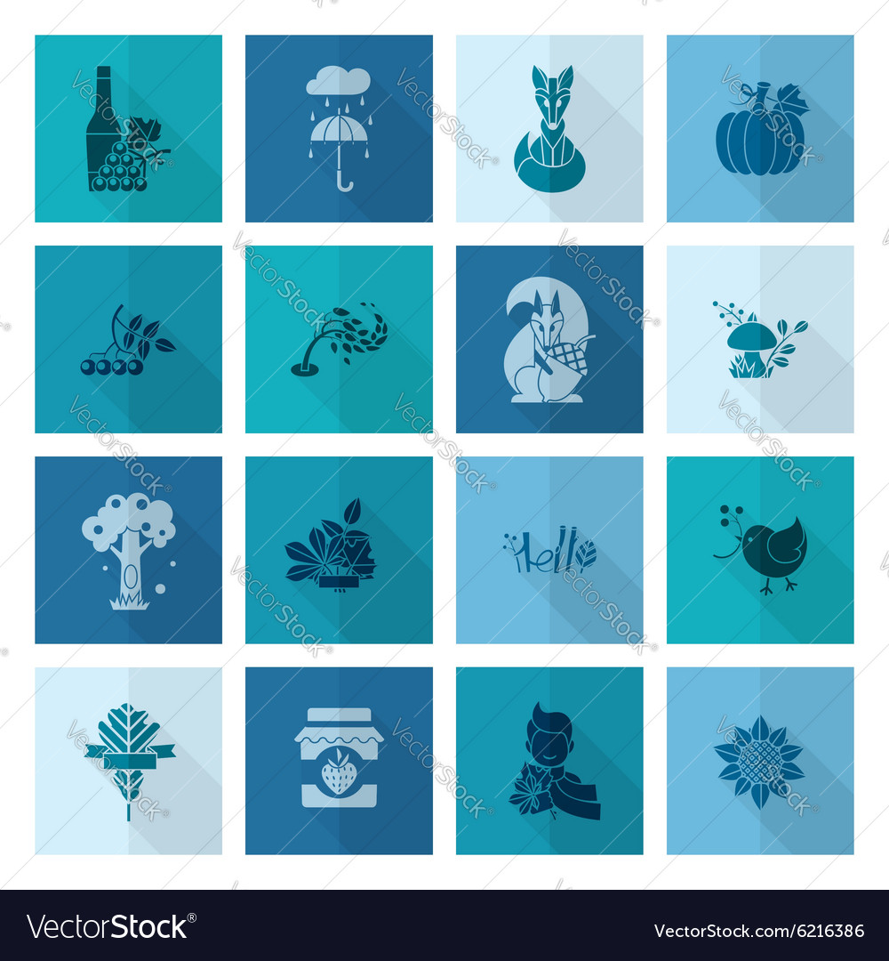 Set of Flat Autumn Icons Royalty Free Vector Image