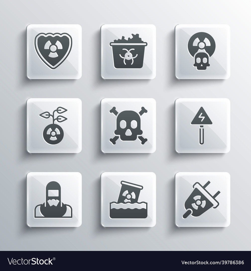 Set radioactive waste in barrel radiation Vector Image