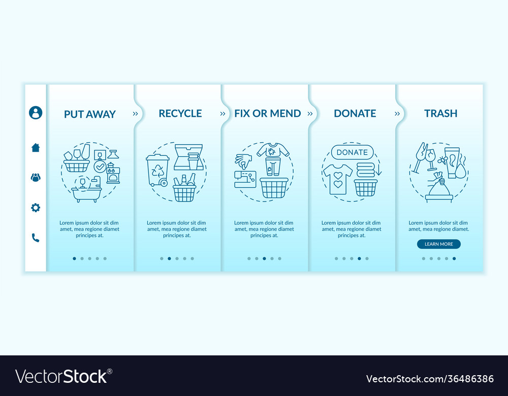Sorting unnecessary things onboarding template vector image Sorting unnecessary things onboarding template