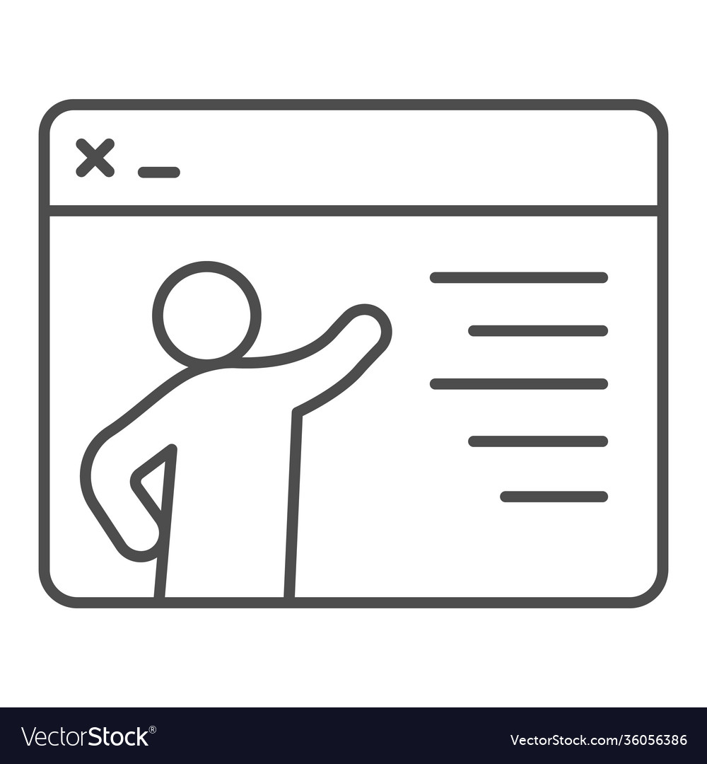 Website with text and lecturer thin line icon Vector Image Website with text and lecturer thin line icon