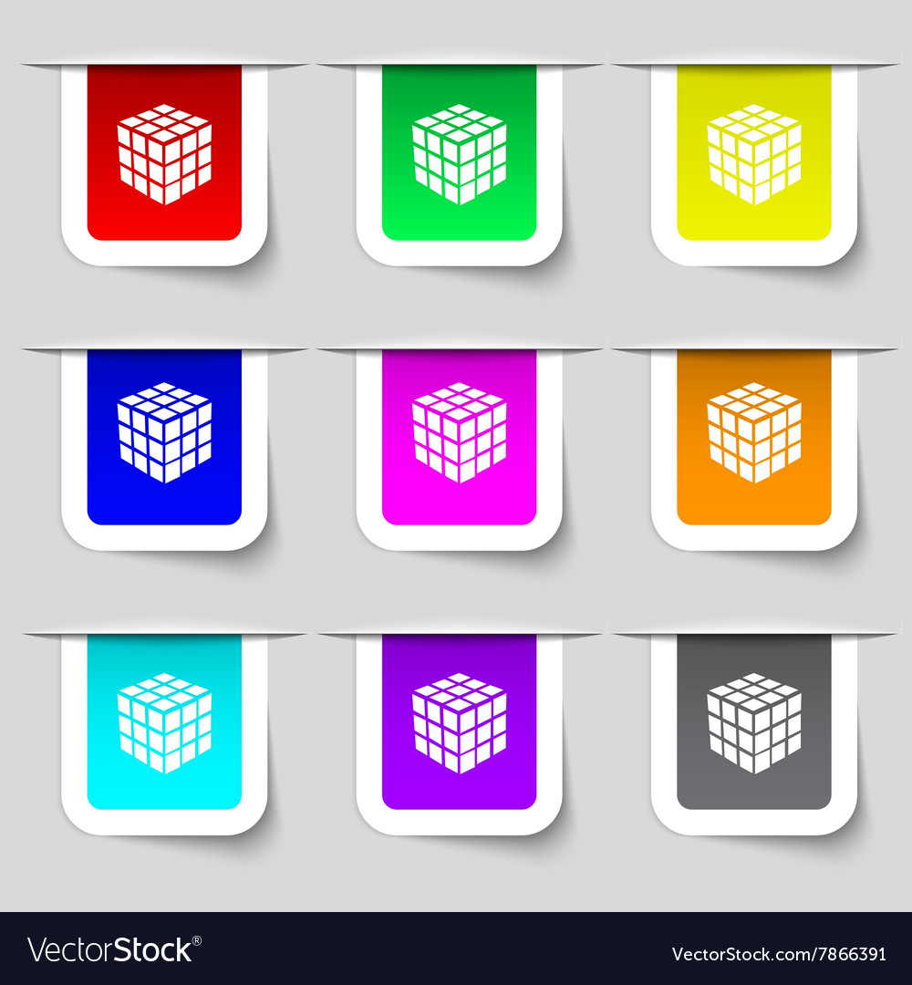 A three sided cube puzzle box in 3d icon sign set