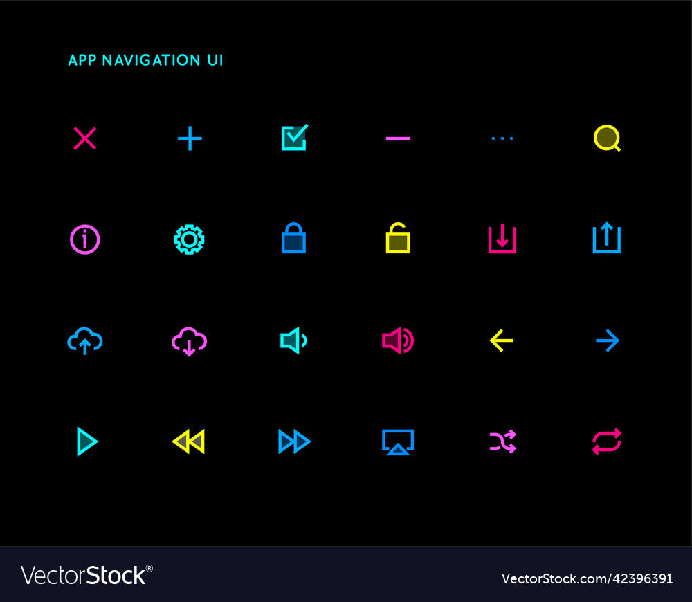 App Control System User Interface Ui Icon Set Vector Image