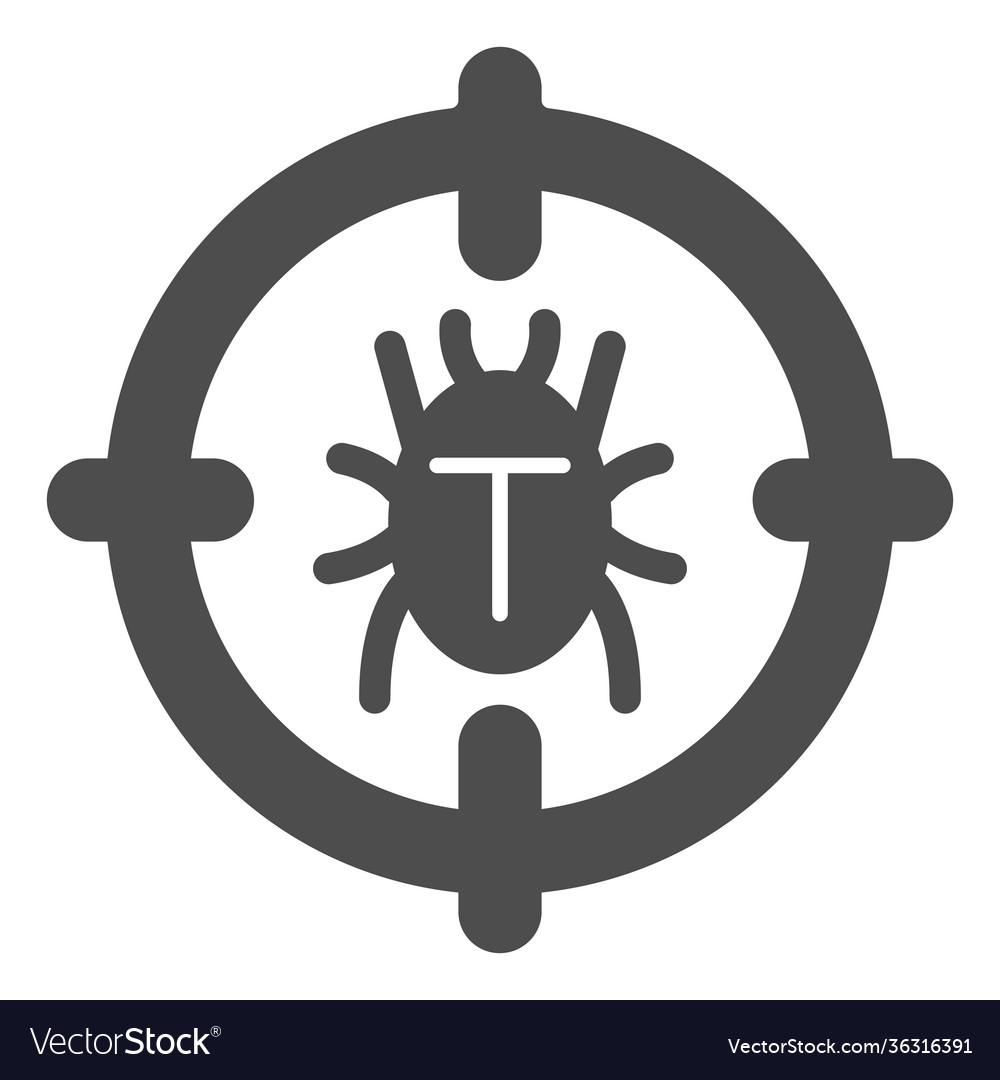 Bug in target solid icon web security concept vector image Bug in target solid icon web security concept