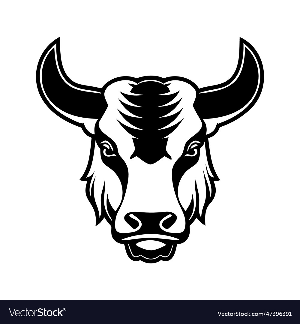 Bull head black and white icon Royalty Free Vector Image