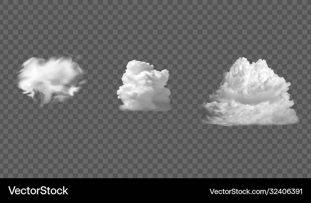 Collection set realistic white clouds Royalty Free Vector