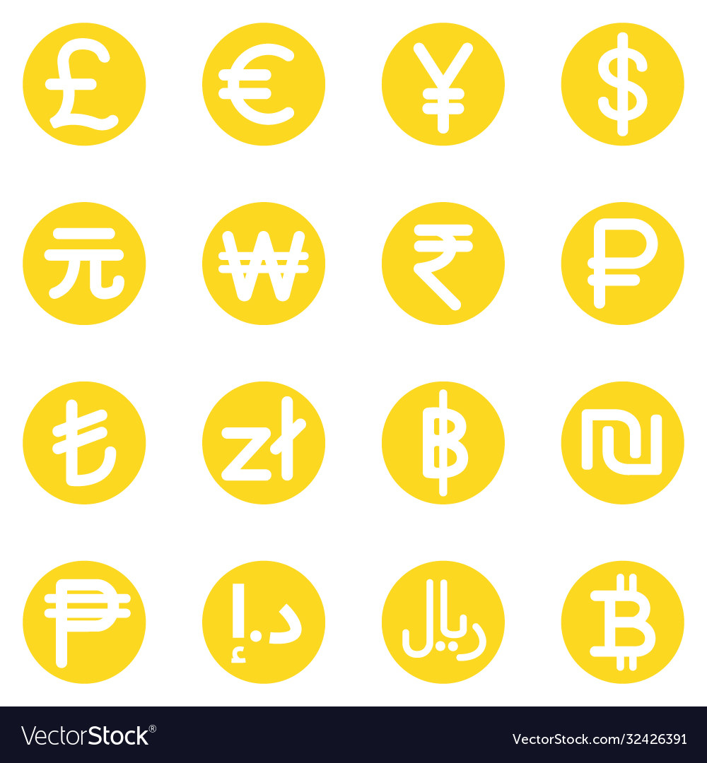 Currency Symbols Set Icons Royalty Free Vector Image