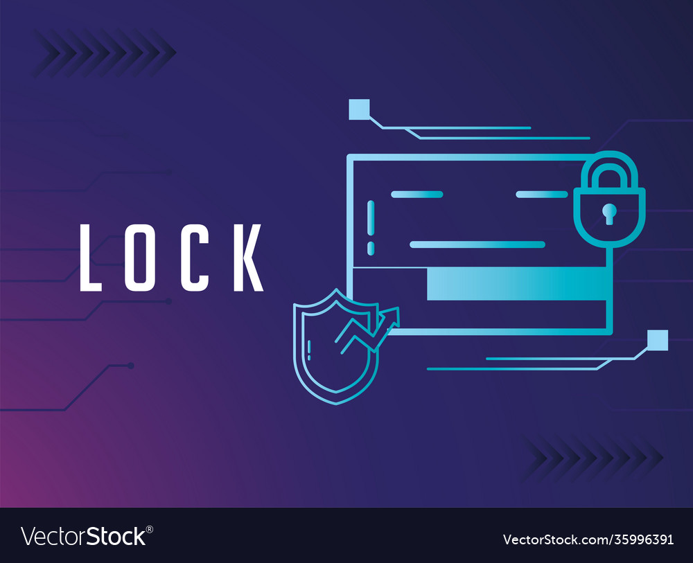 Cyber lock website with shield and padlock vector image Cyber lock website with shield and padlock
