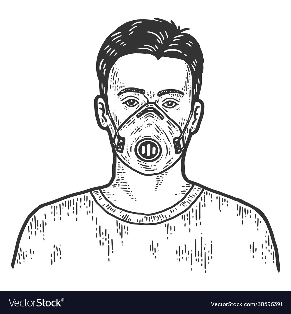 Example a guy in surgical mask sketch scratch Vector Image