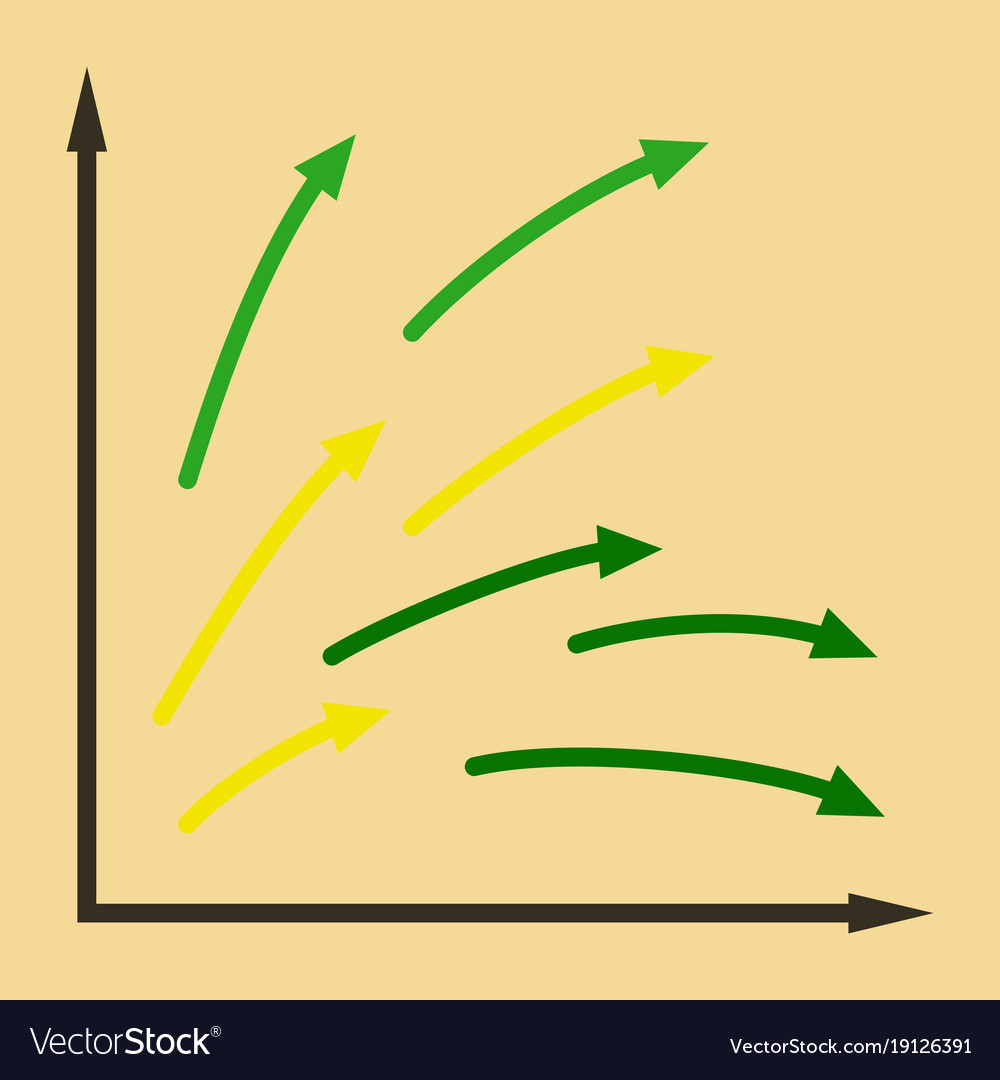 Flat icon on stylish background arrow chart