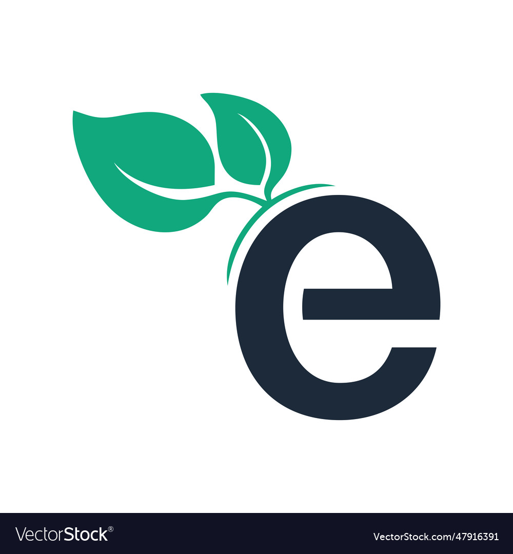 Letter e and leaf logo design