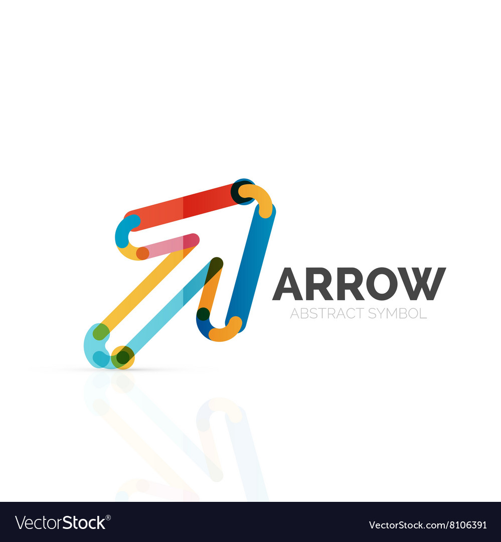 Linear arrow abstract logo connected multicolored