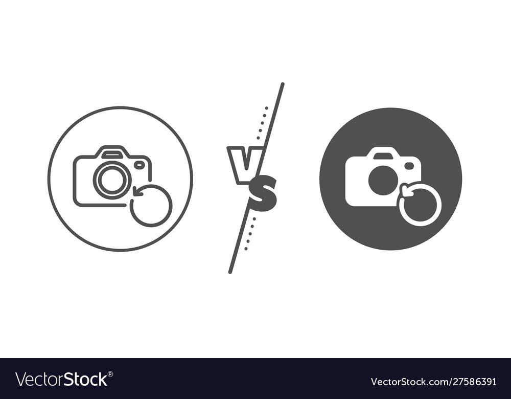Recovery photo camera line icon backup data sign