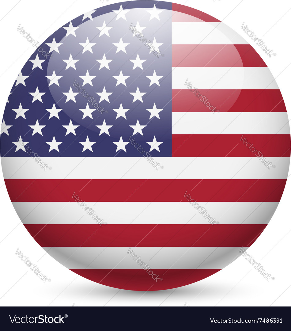 Round glossy icon of usa Royalty Free Vector Image