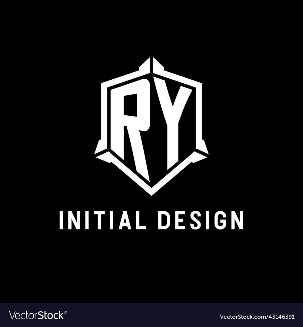 Ry logo initial with shield shape design style