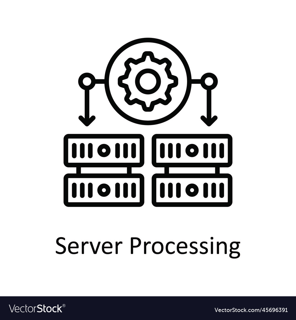Server processing outline icon design illus