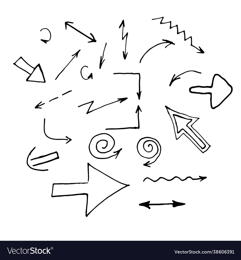 Legen Sie verschiedene Pfeile im Doodle-Stil