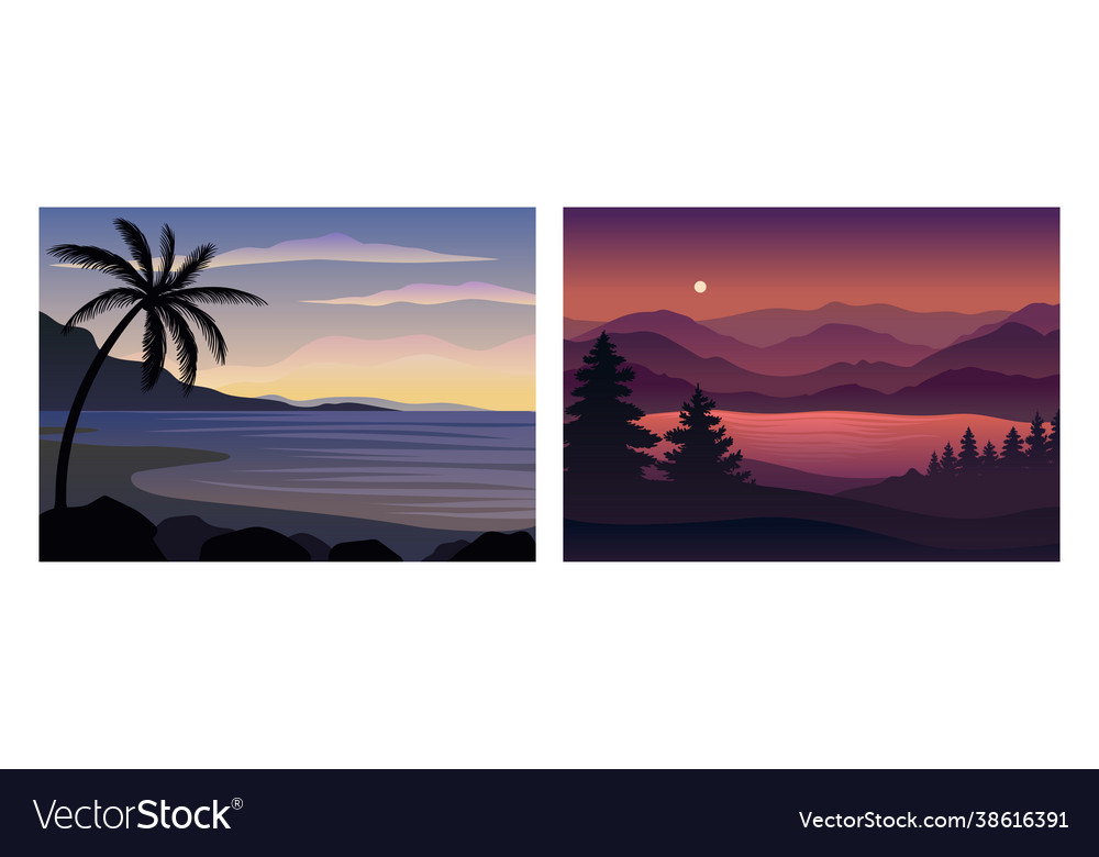 Sunset or sunrise horizontal landscape view