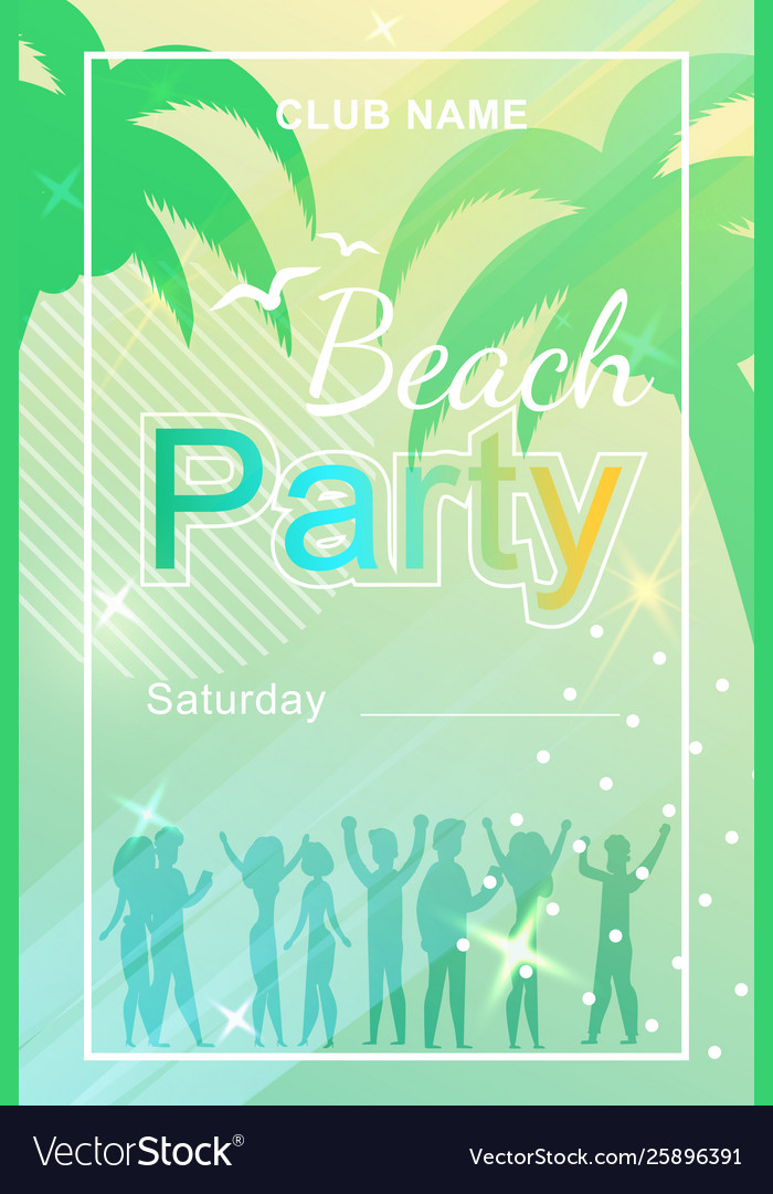 Tropical beach party on open air invitation flyer