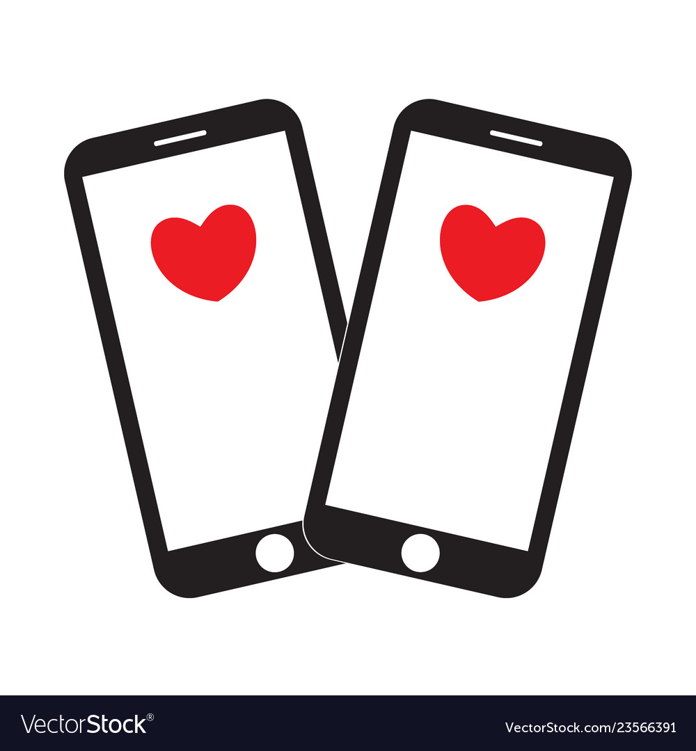Two smartphones with hearts vector image Two smartphones with hearts