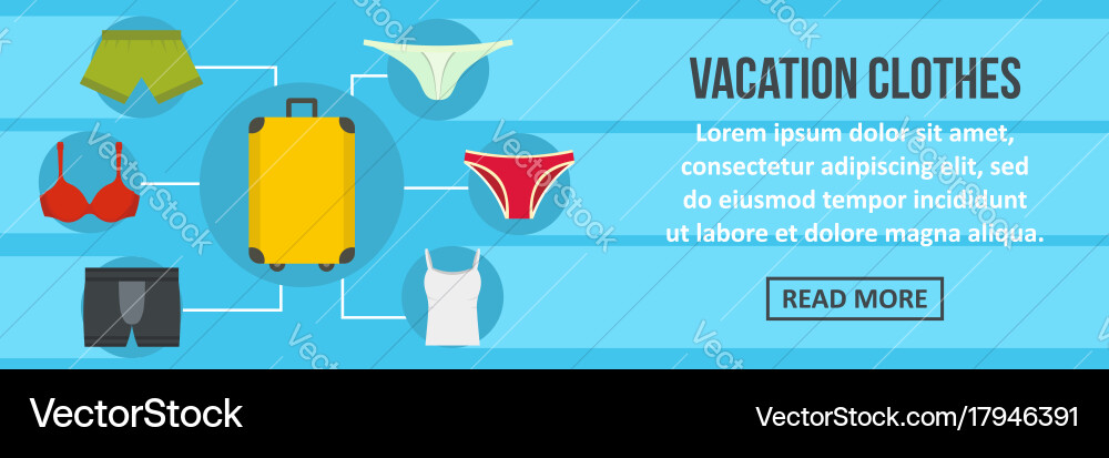 Vacation Clothes Banner Horizontal Concept Vector Image