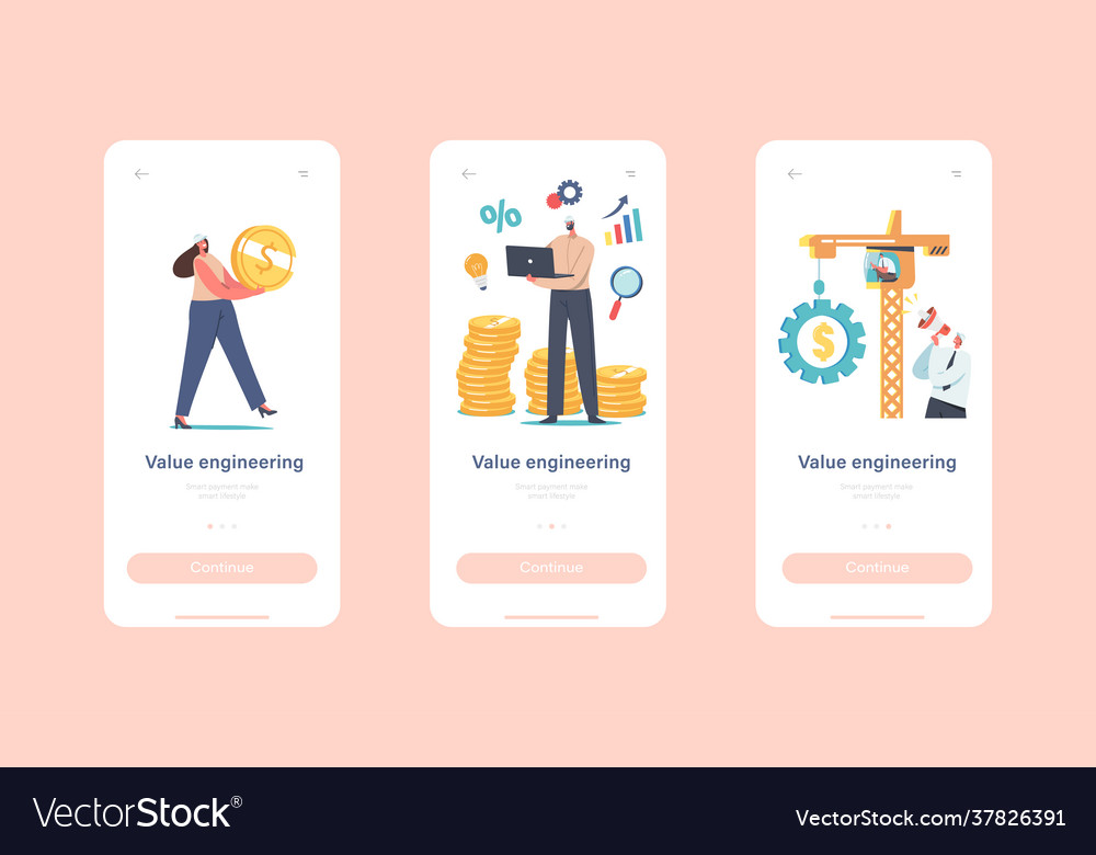 Value engineering mobile app page onboard screen
