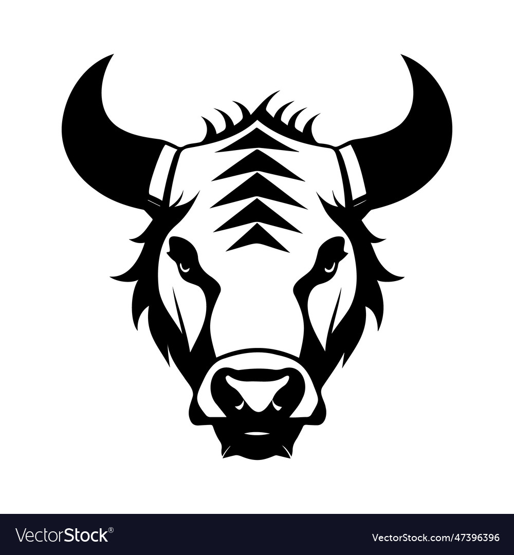 Bull head black and white icon Royalty Free Vector Image