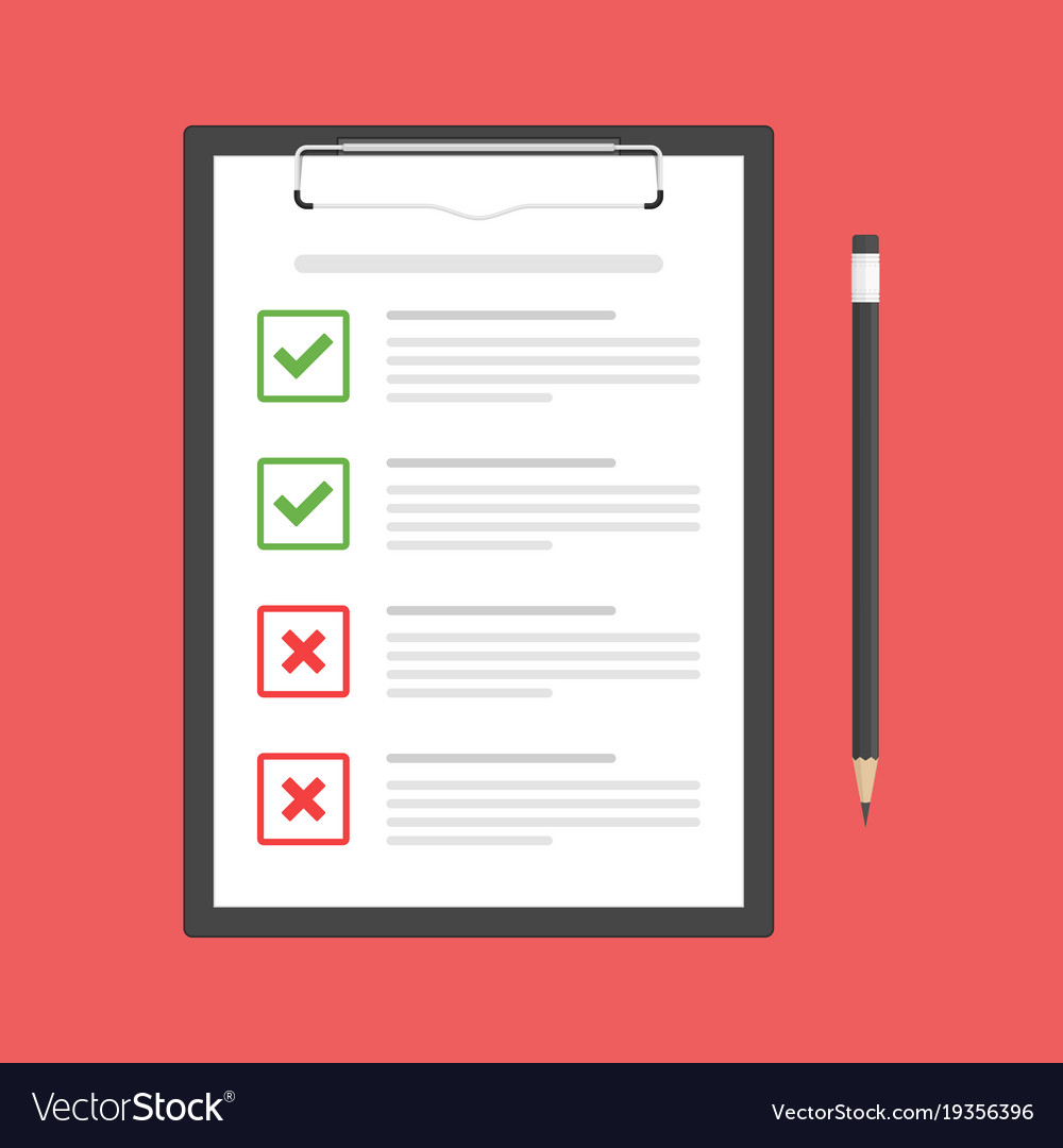 Checklist with Red Cross and Checkmarks