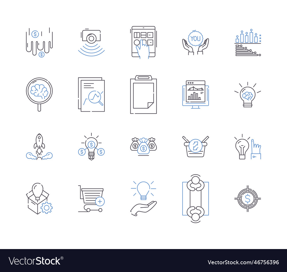 Digital Transformation Outline Icons Collection Vector Image