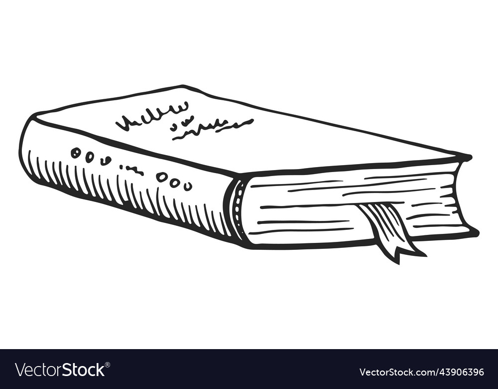 Sketch - open book with bookmark Royalty Free Vector Image