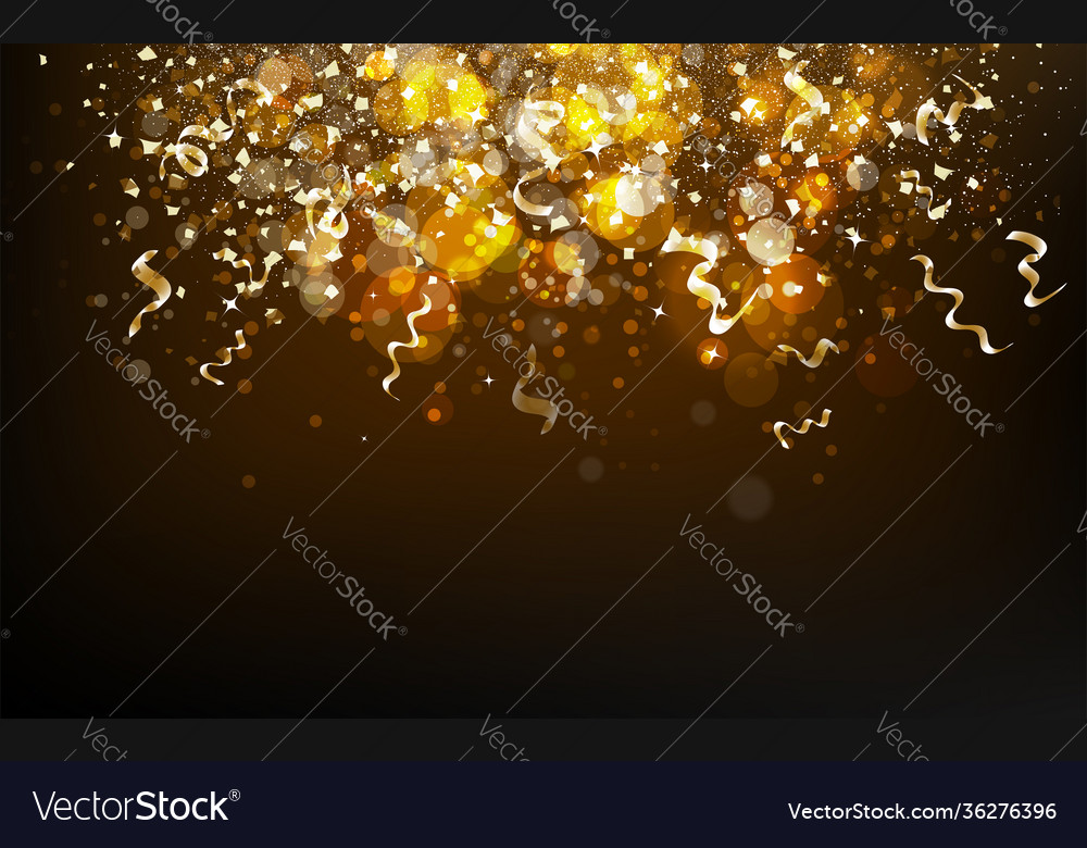 Magical gold blurry bokeh and stars falling vector image Magical gold blurry bokeh and stars falling